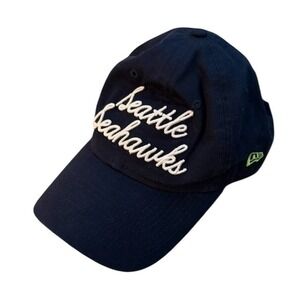 New Era 9TWENTY Women Seattle Seahawks Navy Blue Script Snapback Hat NFL Cap